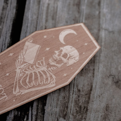 Coffin Just One More Chapter | Engraved Wooden Bookmark