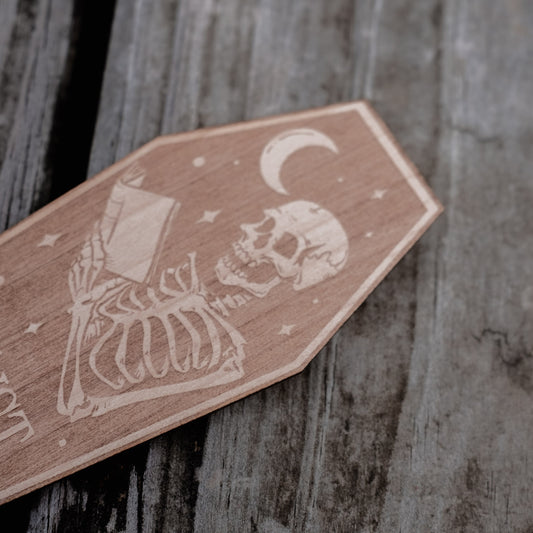 Coffin Just One More Chapter | Engraved Wooden Bookmark