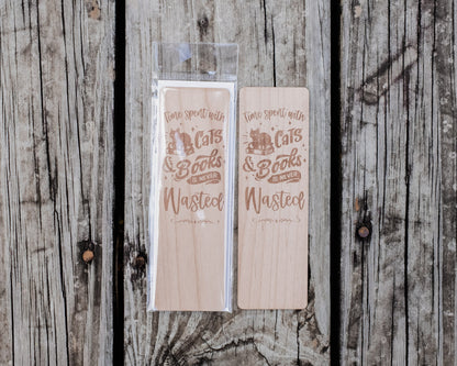 Time With Cats and Books | Engraved Wooden Bookmark