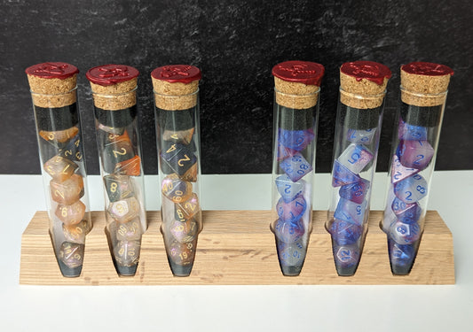 Dice Display Stand | Acrylic Dice Vials | Single Row - Emberglow Gaming