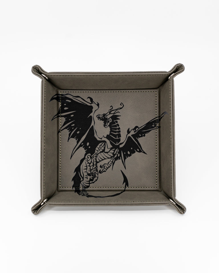 Spawn of Tiamat | Vegan Leather Dice Rolling Tray - Emberglow Gaming