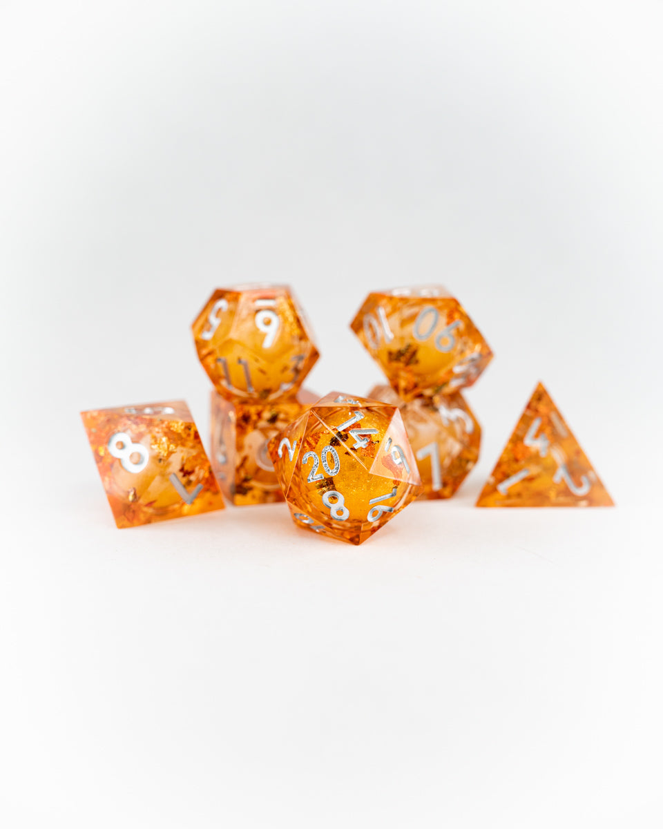 Firemote | 7 Piece Liquid Core Dice Set - Emberglow Gaming