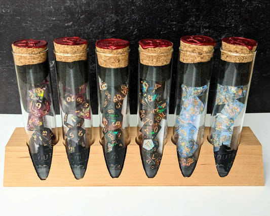 Dice Display Stand | Sharp Edge Dice Vials | Single Row - Emberglow Gaming